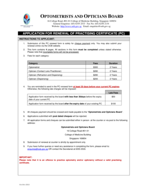 Application for Renewal of Practising Certificate