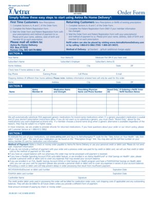 Aetna Rx Home Delivery Order Form