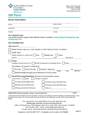 Sutter Medical Center Foundation Donation Form