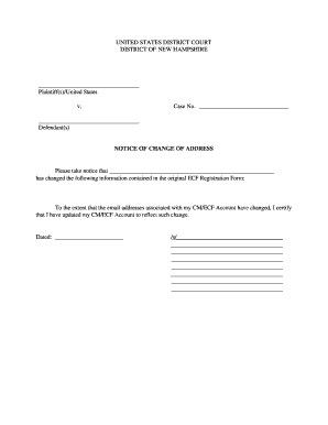 Notice of Change of Address
