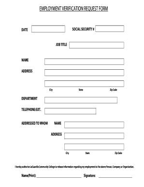 Employment Verification Request Form