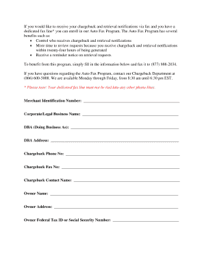 Auto Fax Program Enrollment Form