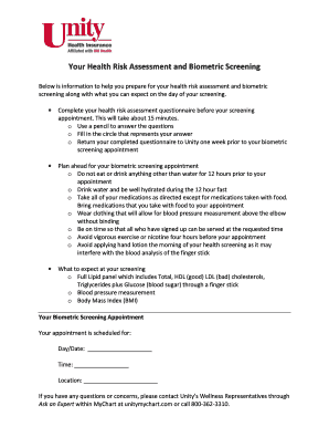 Health Risk Assessment and Biometric Screening Form