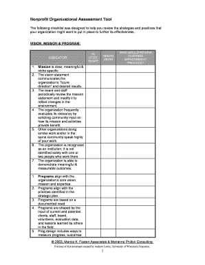 Nonprofit Organizational Assessment Tool