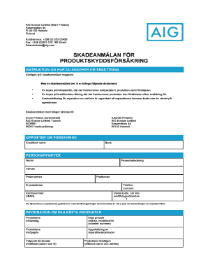 AIG Product Insurance Claim Form