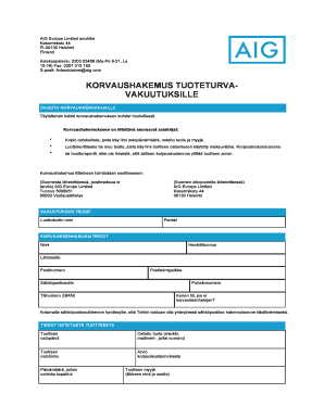 AIG Product Insurance Claim Form