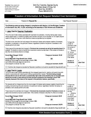 Michigan FOIA Detailed Cost Itemization Form