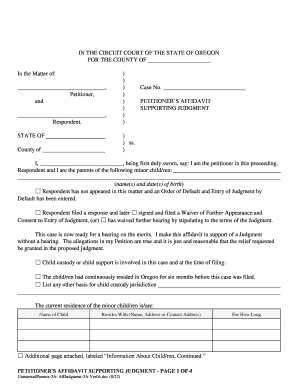 Petitioner's Affidavit Supporting Judgment