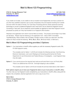 Florida Fingerprinting Application Form