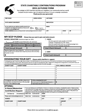 2015-16 State Charitable Contributions Program Pledge Form