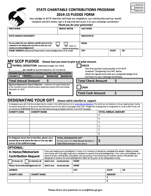 State Charitable Contributions Program Pledge Form