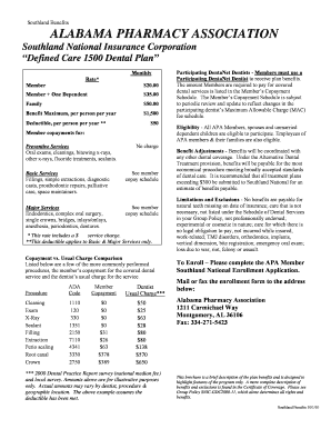 Alabama Pharmacy Association Dental Plan Enrollment Form