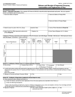 ATF Form 6A for Imported Firearms