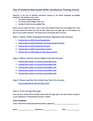 AODA Training Completion Form