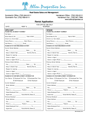 Rental Application Form