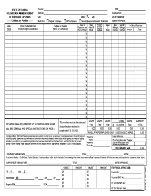 Florida Travel Expense Reimbursement Voucher