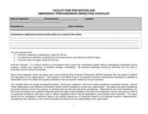 Facility Fire Prevention and Emergency Preparedness Inspection Checklist