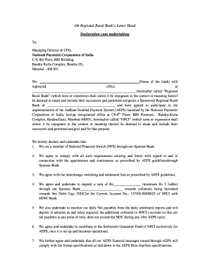 letter of undertaking of central