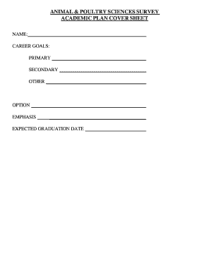Academic Plan Cover Sheet for Animal & Poultry Sciences