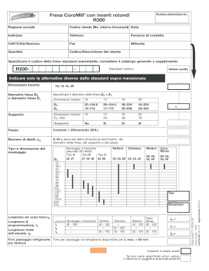Modulo di Ordine CoroMill® Personalizzato