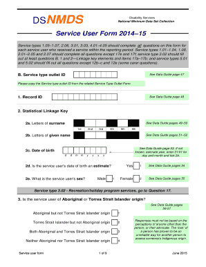 Disability Services National Minimum Data Set Collection Form