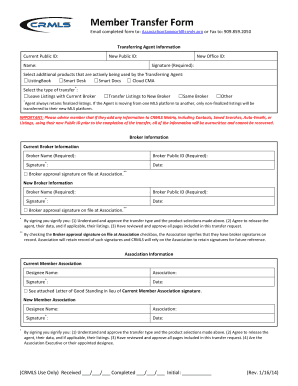 Member Transfer Form