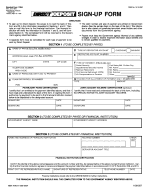 US Treasury Direct Deposit Sign-Up Form