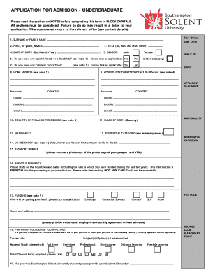 Undergraduate Admission Application Form