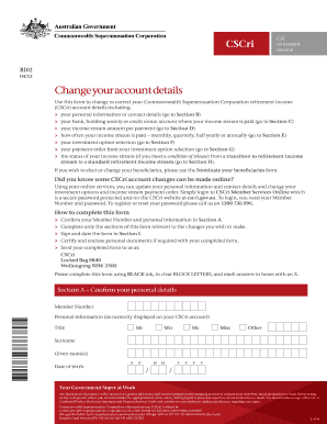 CSCri Retirement Income Account Change Form
