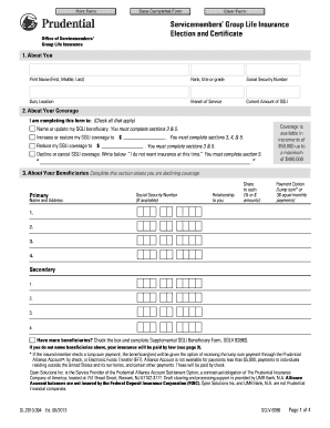 Servicemembers’ Group Life Insurance Election and Certificate