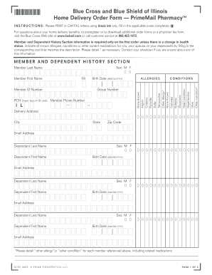 Blue Cross and Blue Shield of Illinois Home Delivery Order Form