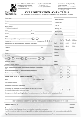 Western Australia Cat Registration Form