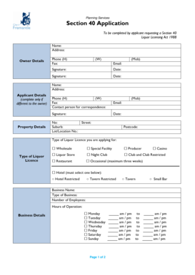 Section 40 Liquor Licence Application