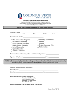 Teaching Experience Verification Form