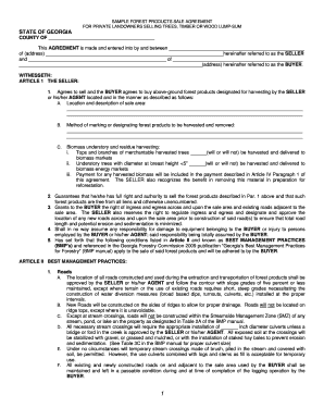 Georgia Forest Products Sale Agreement