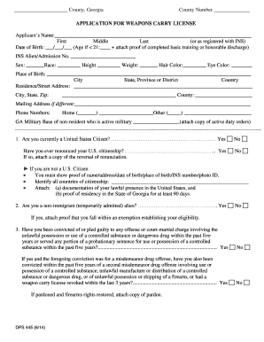 Georgia Weapons Carry License Application