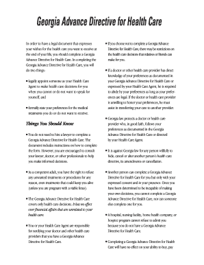 Georgia Advance Directive for Health Care