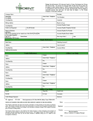 The Trident Company Credit Application Form