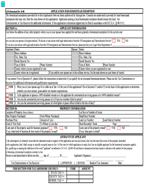 Georgia Homestead Exemption Application