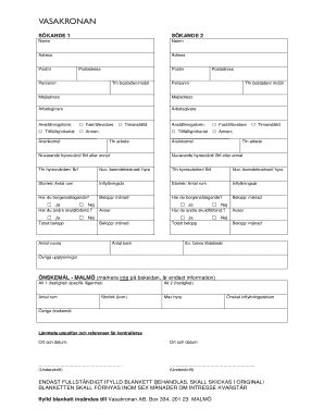 Swedish Rental Application Form