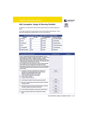 Health and Safety Conception Design Planning Checklist