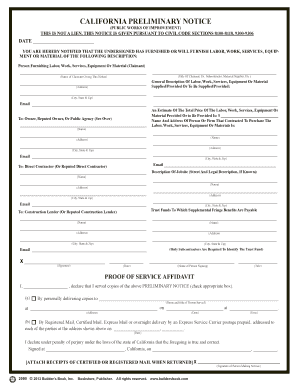 California Preliminary Notice for Public Works