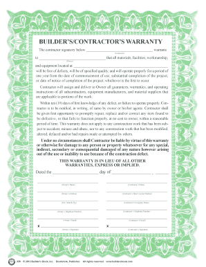 Builder's Contractor's Warranty