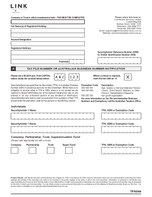 Australian Tax File Number Notification Form