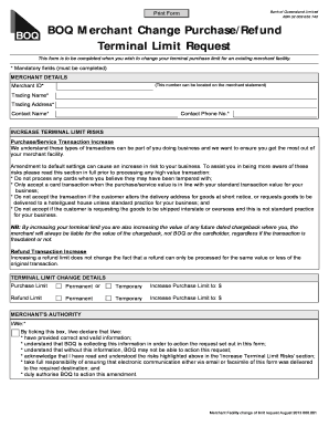 BOQ Merchant Terminal Limit Request