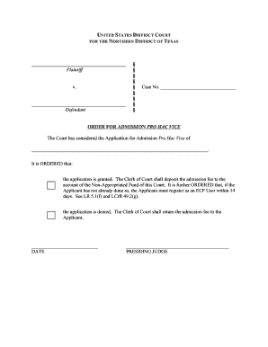 Pro Hac Vice Proposed Order (PDF Format) - Northern District of ...