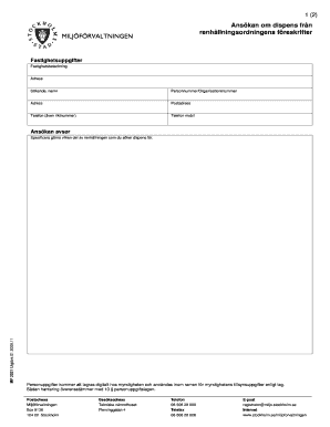 Application for Exemption from Waste Management Regulations