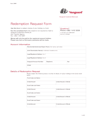 Vanguard Investment Series Redemption Request Form