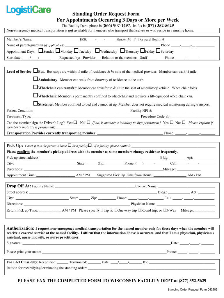 modivcare standing order form Preview on Page 1.