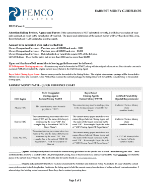 Earnest Money Guidelines for HUD Properties